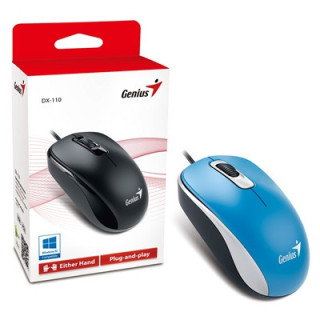 Genius DX-110 Wired USB Plug and Play Mouse  1000 DPI Optical Tracking  3 Button with Scroll Wheel  Ambidextrous Design with 1.5