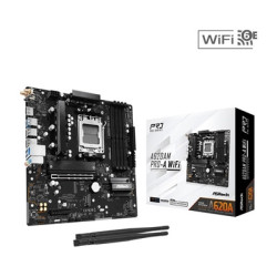 ASRock A620AM PRO-A WIFI AMD AM5 Socket Motherboard  Micro-ATX  4x DDR5 Slots  3x M.2 Sockets  2.5GbE LAN  Wi-Fi 6E  1x HDMI Por