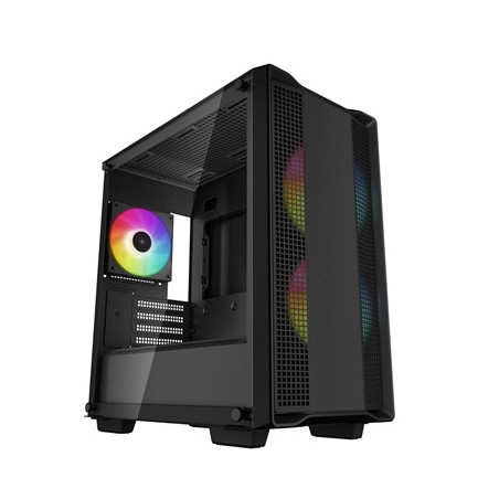 DeepCool CC360 ARGB  Black  Mini Tower Chassis w/ Tempered Glass Window  3x 120mm ARGB Fans  USB 3.0  mATX/mITX