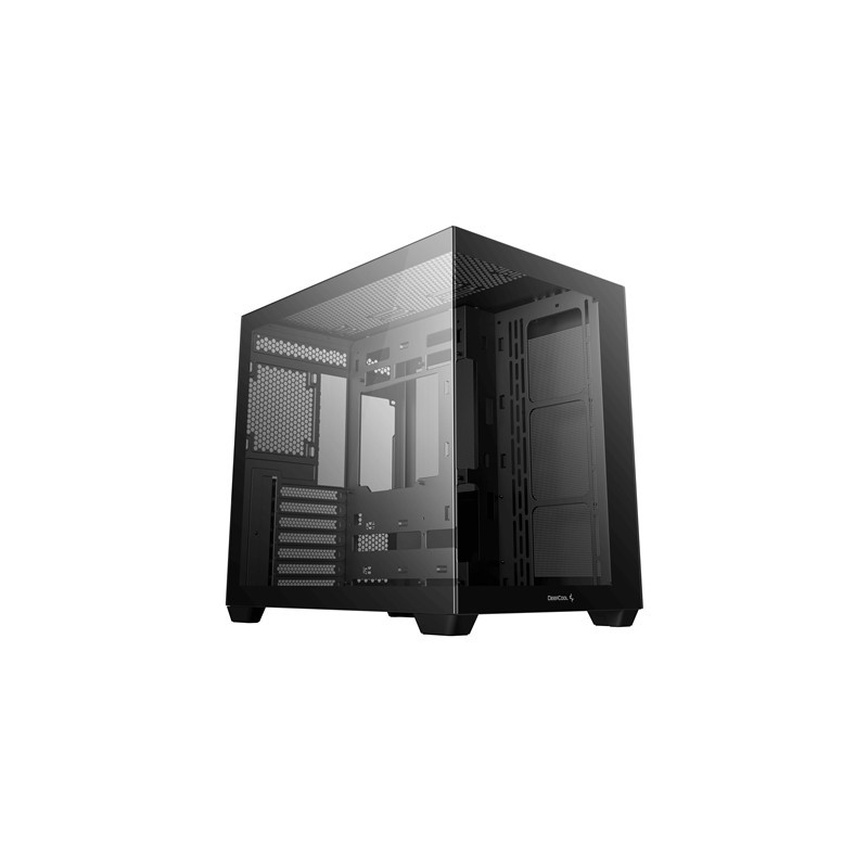 DeepCool CG530 Dual-Chamber Mid Tower Case  Tempered Glass Panels  Advanced Cooling Support  Exceptional Cable Management  Black