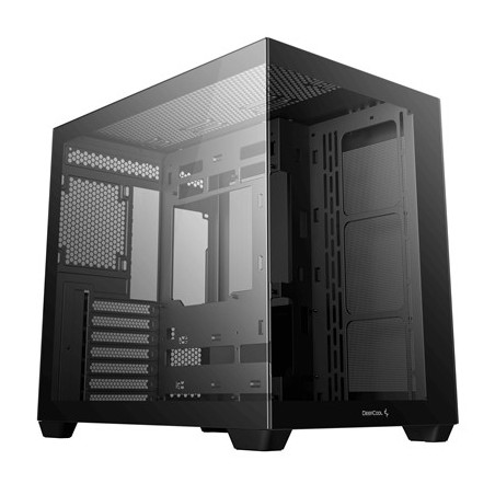 DeepCool CG530 Dual-Chamber Mid Tower Case  Tempered Glass Panels  Advanced Cooling Support  Exceptional Cable Management  Black