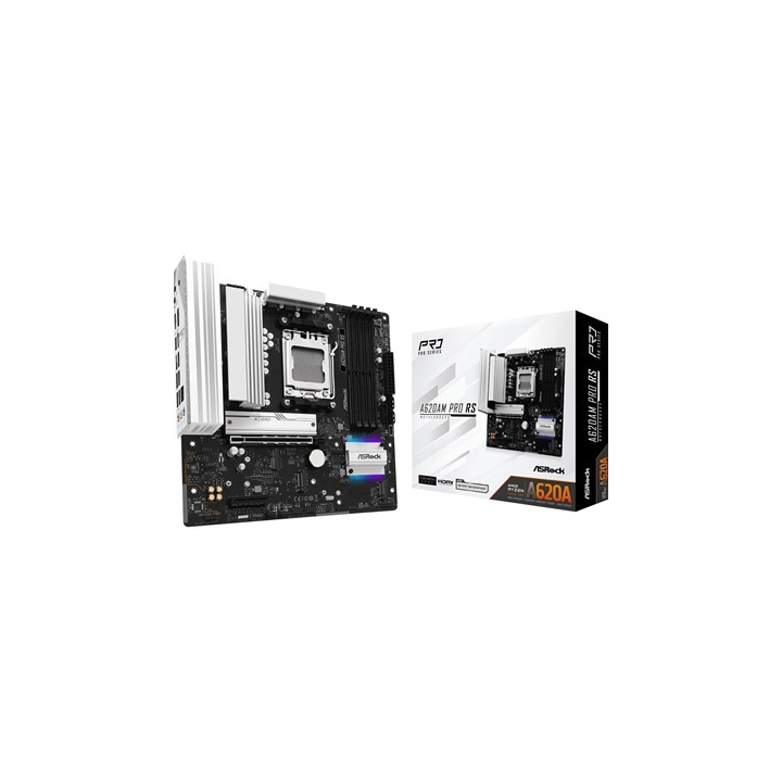 ASRock A620AM PRO RS AMD AM5 Socket Motherboard  Micro-ATX  4x DDR5 Slots  3x M.2 Sockets  2.5GbE LAN  1x HDMI Port / 1x Display
