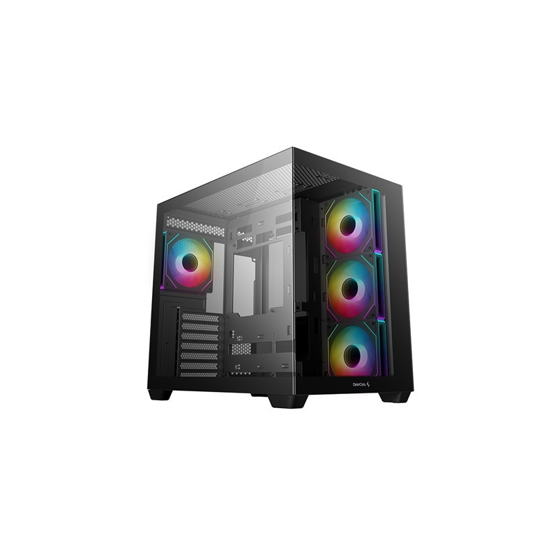 DeepCool CG530 4F Mid-Tower Case with Tempered Glass Panels  4 Pre-Installed ARGB Fans  and Optimal Airflow Support  Black