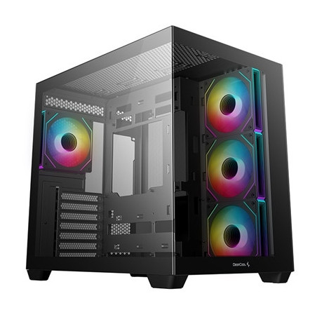 DeepCool CG530 4F Mid-Tower Case with Tempered Glass Panels  4 Pre-Installed ARGB Fans  and Optimal Airflow Support  Black