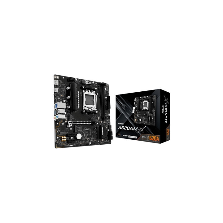 ASRock A620AM-X AMD AM5 Socket Motherboard  Micro-ATX  2x DDR5 Slots  2x M.2 Sockets  2.5GbE LAN  1x HDMI Port / 1x DisplayPort