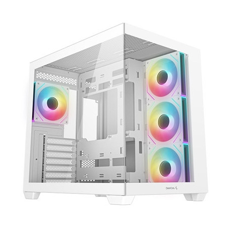 DeepCool CG530 4F Mid-Tower Case with Tempered Glass Panels  4 Pre-Installed ARGB Fans  and Optimal Airflow Support  White
