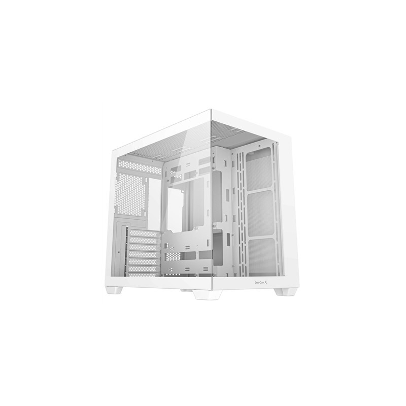 DeepCool CG530 Dual-Chamber Computer Case  Tempered Glass Panels  Advanced Cooling Support  Exceptional Cable Management  White
