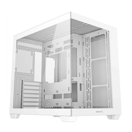 DeepCool CG530 Dual-Chamber Computer Case  Tempered Glass Panels  Advanced Cooling Support  Exceptional Cable Management  White