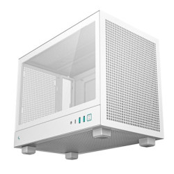 DeepCool CH160 Ultra-Portable Gaming Case White Micro Tower with Tempered Glass Side Window Panel  Advanced Cooling  USB 3.0/USB