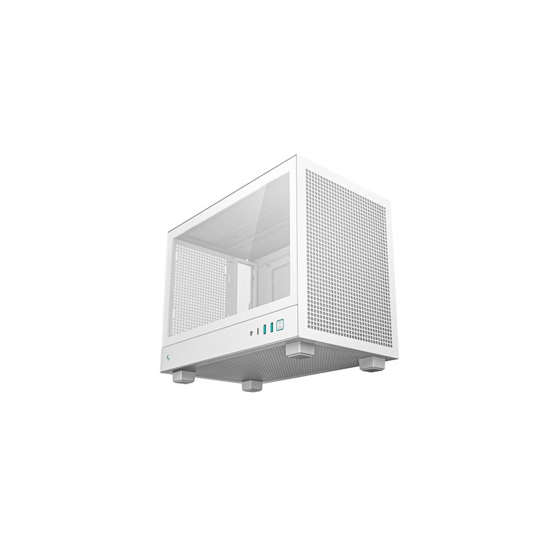 DeepCool CH160 Ultra-Portable Gaming Case White Micro Tower with Tempered Glass Side Window Panel  Advanced Cooling  USB 3.0/USB