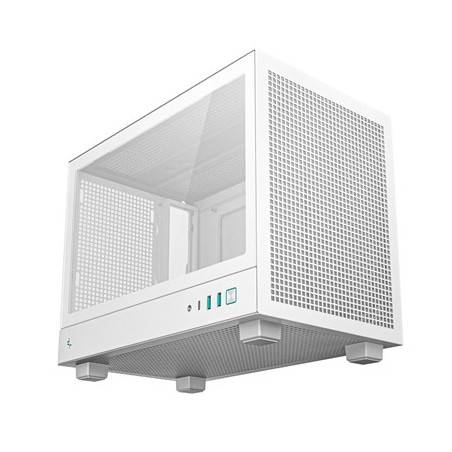 DeepCool CH160 Ultra-Portable Gaming Case White Micro Tower with Tempered Glass Side Window Panel  Advanced Cooling  USB 3.0/USB