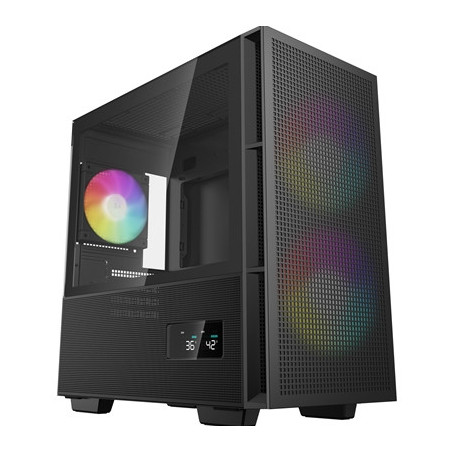 DeepCool CH360 Digital Gaming Case Black Mid Tower with Tempered Glass Side Window Panel  Advanced Cooling  USB 3.0/USB-C Ports 