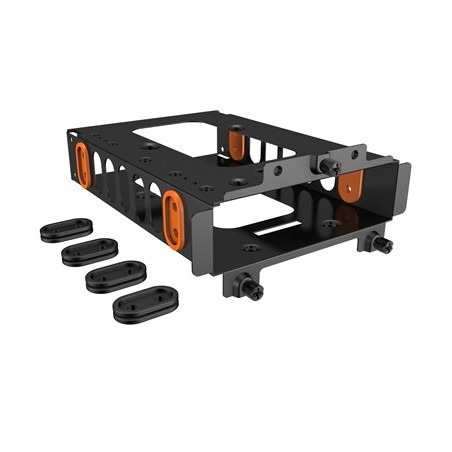 be quiet! HDD Cage  Mounting for One HDD or Two SSDs  Black & Orange Rubber Decouplings Included  Compatible with Most be quiet!