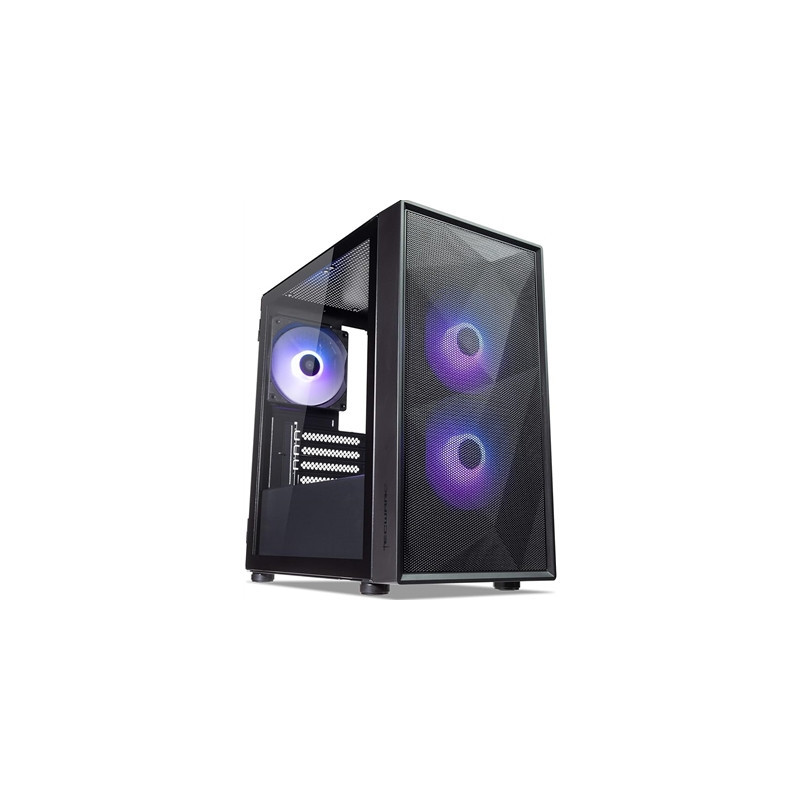 TecWare Forge M2 mATX PC Case  Compact High Airflow Mesh Front Panel  3 x ARGB Fans Included  Hinged Tempered Glass Door  Suppor