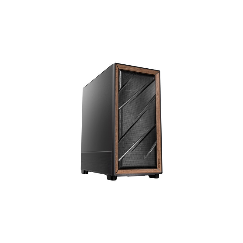 Antec FLUX SE Mid Tower Gaming Case  1 x USB Type-C / 2 x USB 3.0  Metal Mesh with Walnu tWood Accents  3 x Pre-Installed High-p