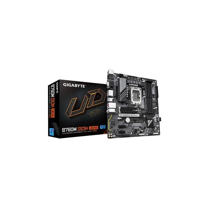 Gigabyte B760M DS3H GEN5 Intel 1700 Socket Motherboard  Micro-ATX  4x DDR5 Slots  2x M.2 Sockets  2.5GbE LAN  1x D-Sub / 1x Disp
