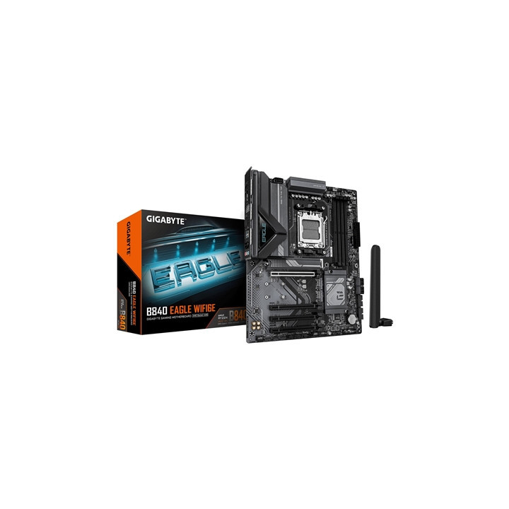Gigabyte B840 EAGLE WIFI6E AMD AM5 Socket Motherboard  ATX  4x DDR5 Slots  3x M.2 Sockets  Fitted I/O Shield  2.5GbE LAN  Wi-Fi 