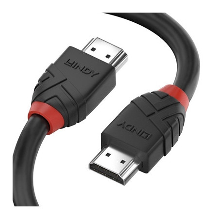 LINDY 36470 Black Line HDMI Cable  HDMI 2.0 (M) to HDMI 2.0 (M)  0.5m  Black & Red  Supports UHD Resolutions up to 4096x2160@60H