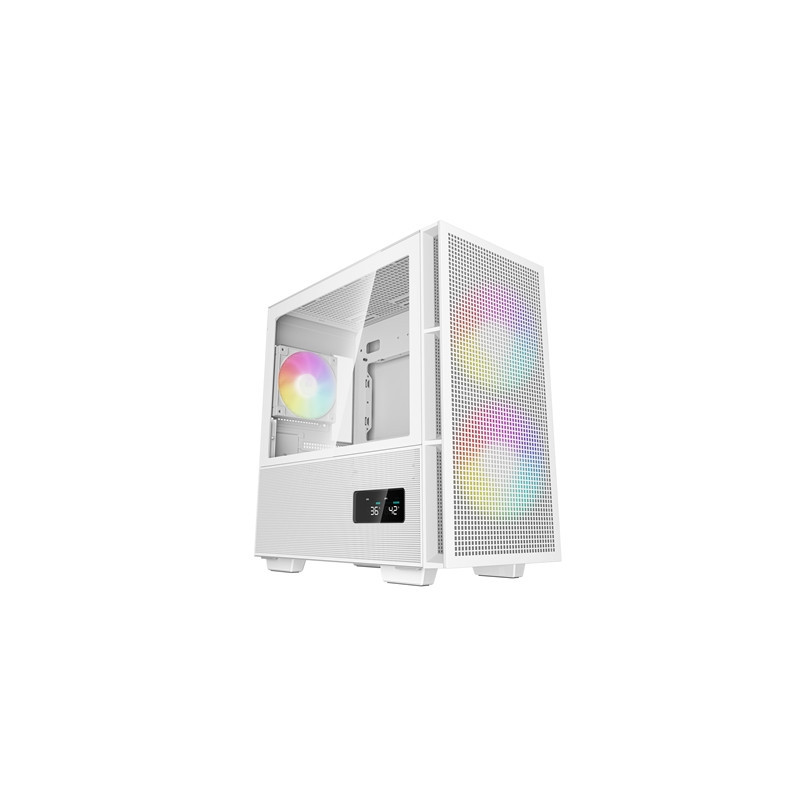 DeepCool CH360 Digital Gaming Case White  Mid Tower with Tempered Glass Side Window Panel  Advanced Cooling  USB 3.0/USB-C Ports