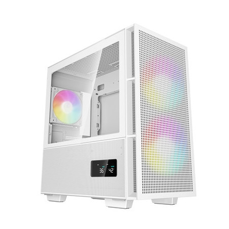 DeepCool CH360 Digital Gaming Case White  Mid Tower with Tempered Glass Side Window Panel  Advanced Cooling  USB 3.0/USB-C Ports