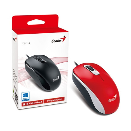 Genius DX-110 Wired USB Plug and Play Mouse  1000 DPI Optical Tracking  3 Button with Scroll Wheel  Ambidextrous Design with 1.5