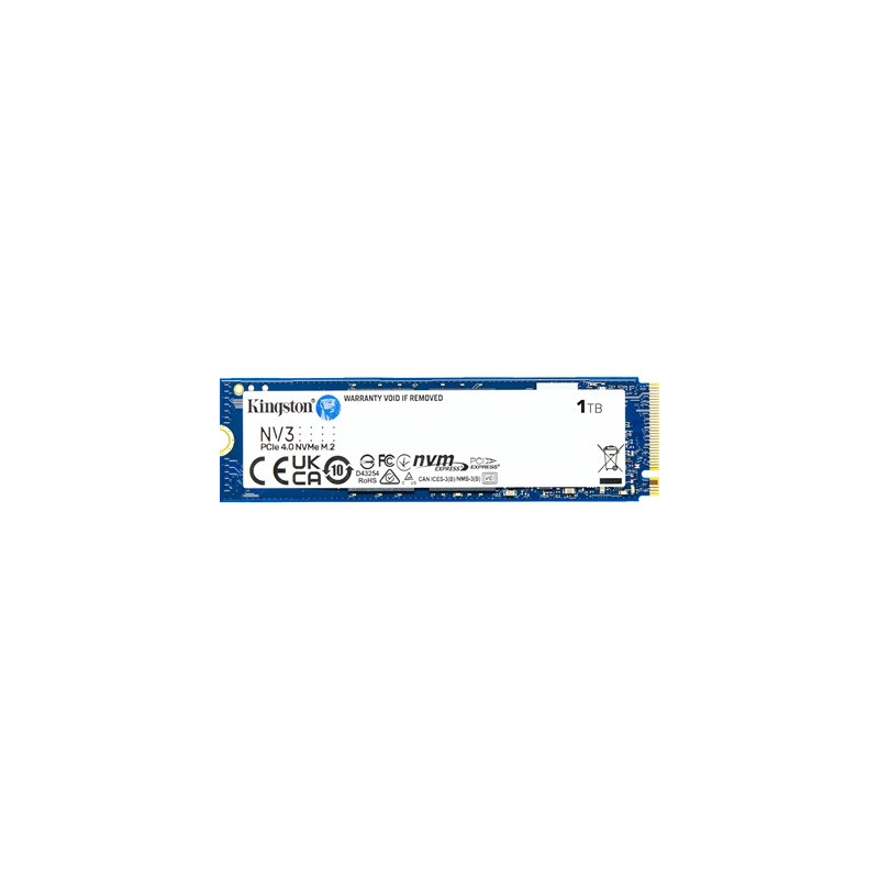 Kingston NV3 (SNV3S/1000G) 1TB NVMe SSD  M.2 Interface  PCIe Gen4  2280  Read 6000 MB/s  Write 4000 MB/s  3 Year Warranty
