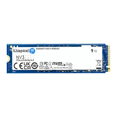 Kingston NV3 (SNV3S/1000G) 1TB NVMe SSD  M.2 Interface  PCIe Gen4  2280  Read 6000 MB/s  Write 4000 MB/s  3 Year Warranty