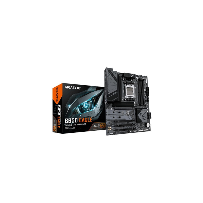 Gigabyte B650 EAGLE AMD AM5 Socket Motherboard  ATX  4x DDR5 Slots  3x M.2 Sockets  2x USB-C Port  Fitted I/O Shield  GbE LAN  1