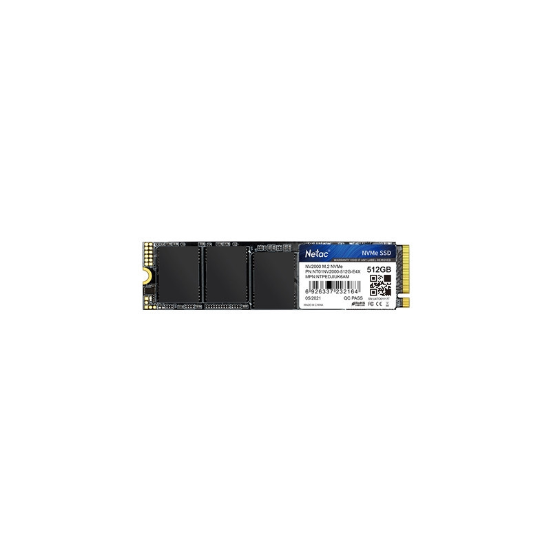 NETAC NV2000 (NT01NV2000-512-E4X) 512GB NVMe SSD  M.2 Interface  PCIe Gen3  2280  Read 2500MB/s  Write 1900MB/s  5 Year Warranty