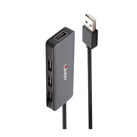 LINDY 42986 4 Port USB Hub  4 x USB 2.0 Type-A (F) Ports  Supports Data Transfer Rates of up to 480 Mbps  Plug and Play Installa