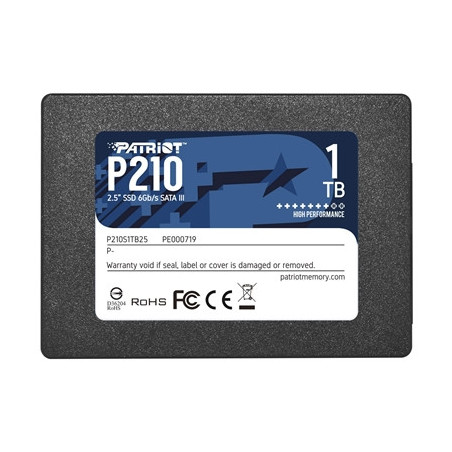 Patriot P210 (P210S1TB25) 1TB 2.5 Inch SSD  Sata 3 Interface  Read 520MB/s  Write 430MB/s  3 Year Warranty