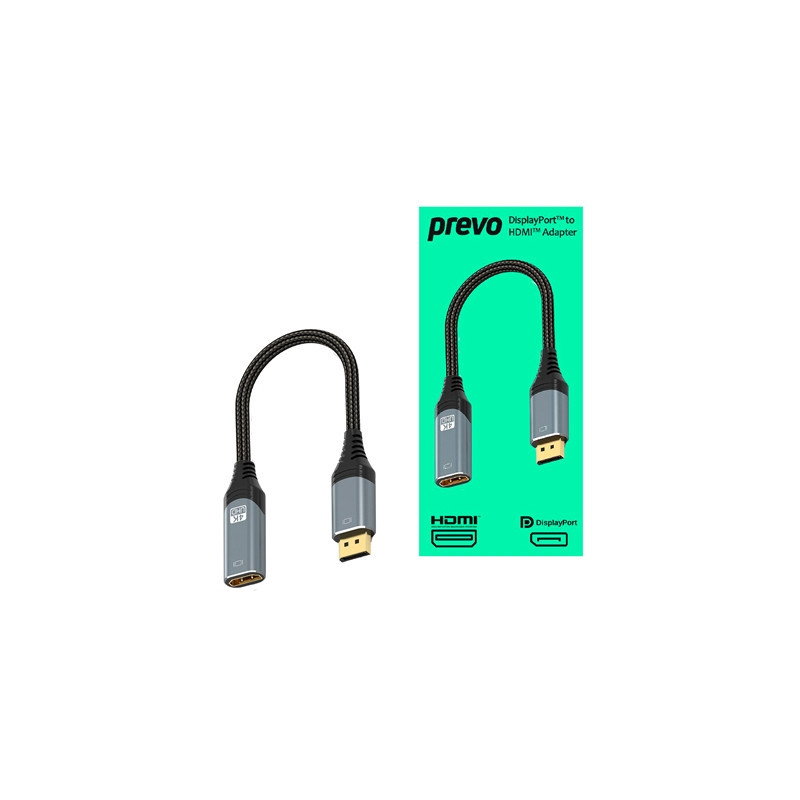 Prevo DPM-HDMIF-ADA Display Converter Adapter  DisplayPort (M) to HDMI (F)  0.2m  Black & Silver  DisplayPort 1.4 & HDMI 2.0  Su