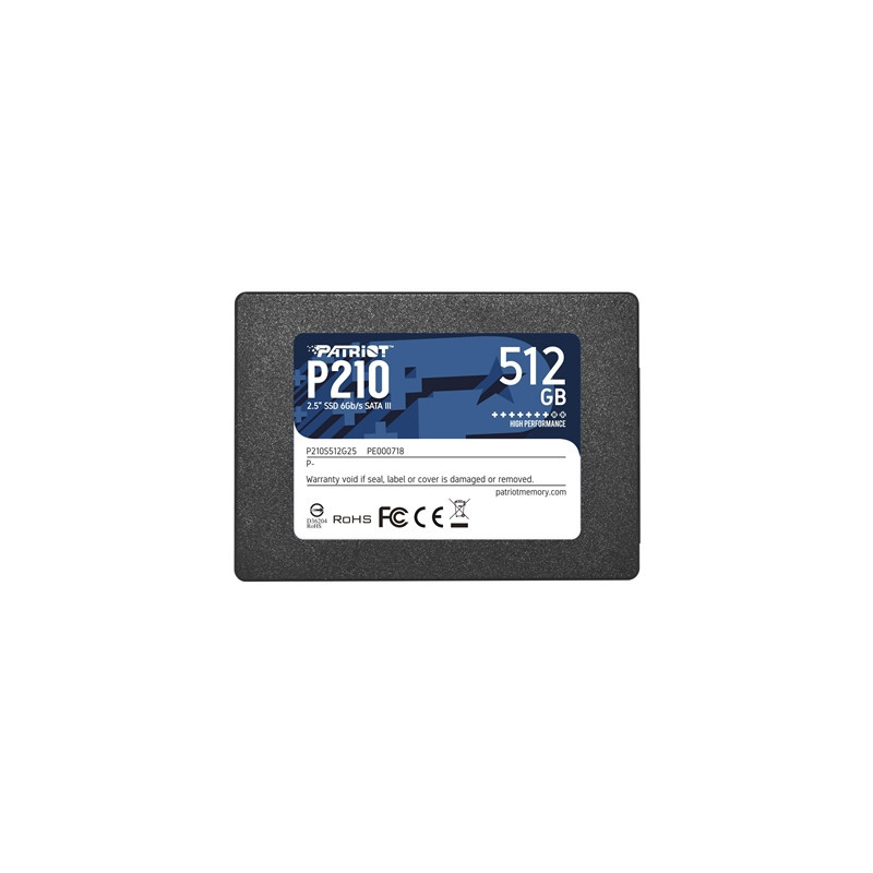 Patriot P210 (P210S512G25) 512GB 2.5 Inch SSD  Sata 3 Interface  Read 520MB/s  Write 430MB/s  3 Year Warranty