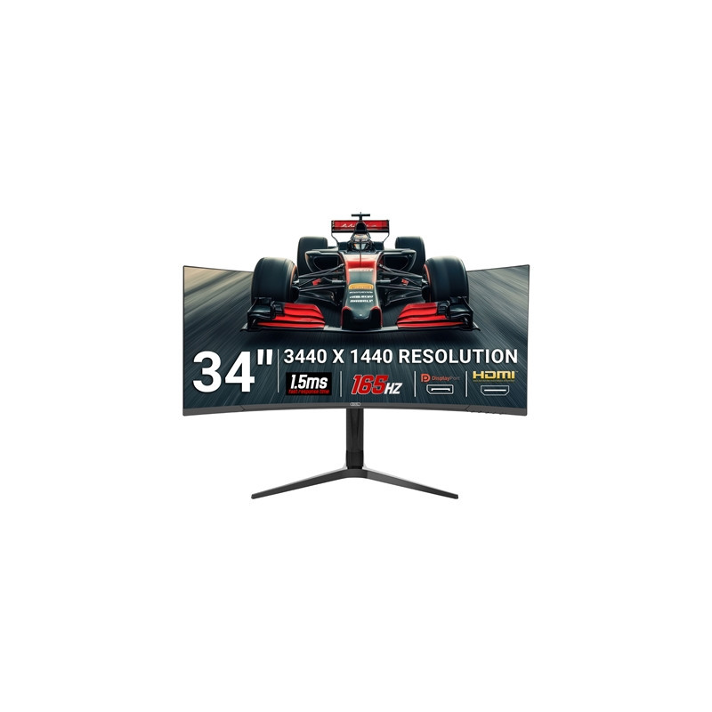 piXL CM34C7 34 Inch 165Hz UWQHD Quad HD Ultrawide Curved Gaming Monitor  with 1.5ms Response Time  3440 x 1440 Resolution  HDMI 