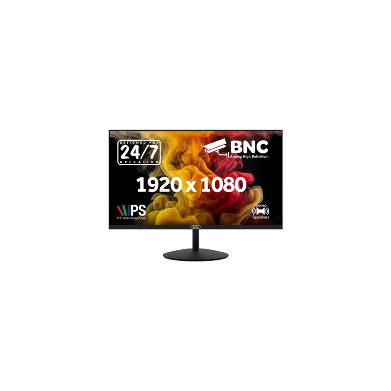 piXL 24-inch Full HD Energy Saving CCTV IPS Monitor for 24/7 use with BNC  HDMI & VGA Connections and CVBS  AHD  TVI & CVI Signa