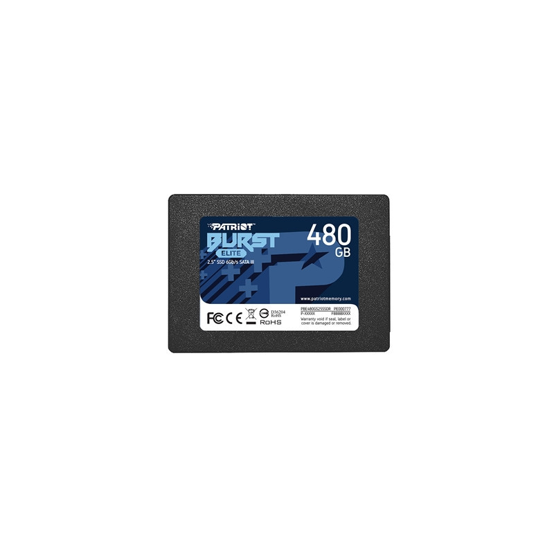 Patriot Elite (PBE480GS25SSDR) 480GB 2.5 Inch SSD  Sata 3 Interface  Read 450MB/s  Write 320MB/s  3 Year Warranty