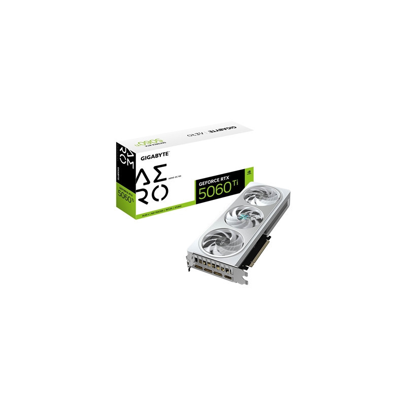 Gigabyte NVIDIA GeForce RTX 5060 Ti AERO OC 8GB GDDR7 Graphics Card  4608 CUDA Cores  2647 MHz Core Clock  Triple Fan  3x Displa