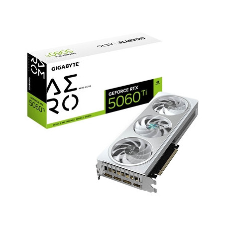 Gigabyte NVIDIA GeForce RTX 5060 Ti AERO OC 8GB GDDR7 Graphics Card  4608 CUDA Cores  2647 MHz Core Clock  Triple Fan  3x Displa