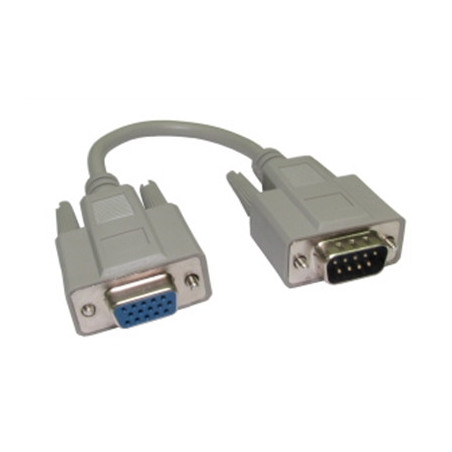 VGA Adapter Cable DB-9 (9-Pin Male) D-Sub Connection to a 15-pin Female High-Density VGA/SVGA Port  Gold Contacts  0.21m  Grey