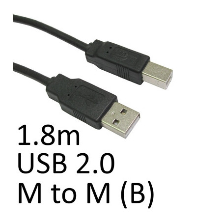 USB 2.0 A (M) to USB 2.0 B (M) 1.8m Black OEM Printer/Scanner Data Cable