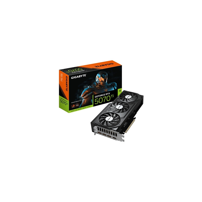 Gigabyte NVIDIA GeForce RTX 5070 Ti WINDFORCE OC V2 16GB GDDR7 Graphics Card  8960 CUDA Cores  2497 MHz Core Clock  Triple Fan  