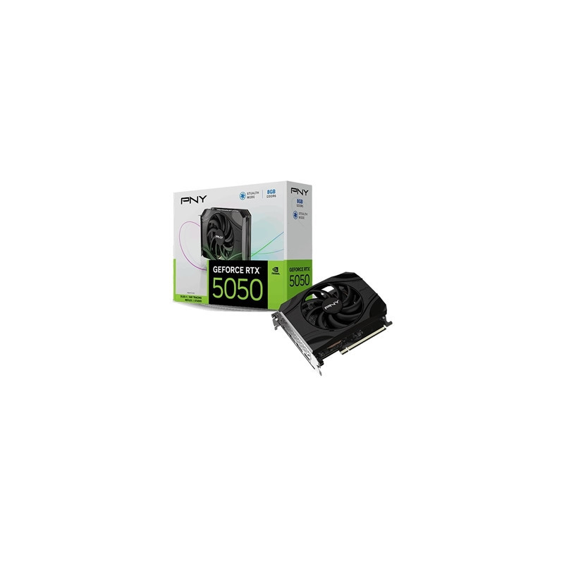 PNY NVIDIA GeForce RTX 5050 8GB GDDR6 Graphics Card  2560 CUDACores  2317 MHz Core Clock  Single Fan  3x DisplayPorts / 1x HDMI 