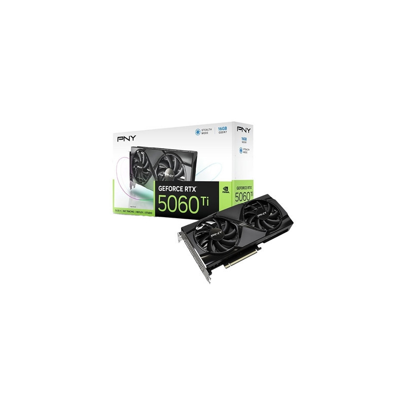 PNY NVIDIA GeForce RTX 5060 Ti DUAL 16GB GDDR7 Graphics Card  4608 CUDA Cores  2407MHZ Core Clock  Dual Fan  3x DisplayPort / 1x