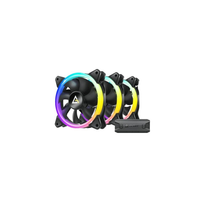Antec Neon 120 ARGB PWM Case Fan  3 Pack  Hydro Bearing  800-1600 RPM  Black