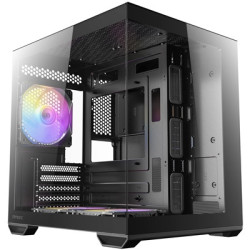 Antec CX60M ARGB Mini Tower Micro ATX Gaming Case  Black  Tempered Glass Panels  Dual Chamber Design  Vertical Cooling  Pre-Inst