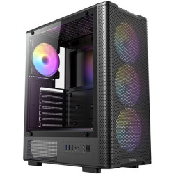 Antec VX310 ARGB  Mid-Tower Gaming PC Case - Pre-Installed 4 x 120mm ARGB Fans  Tempered Glass Side Panel  High-Airflow Mesh Fro