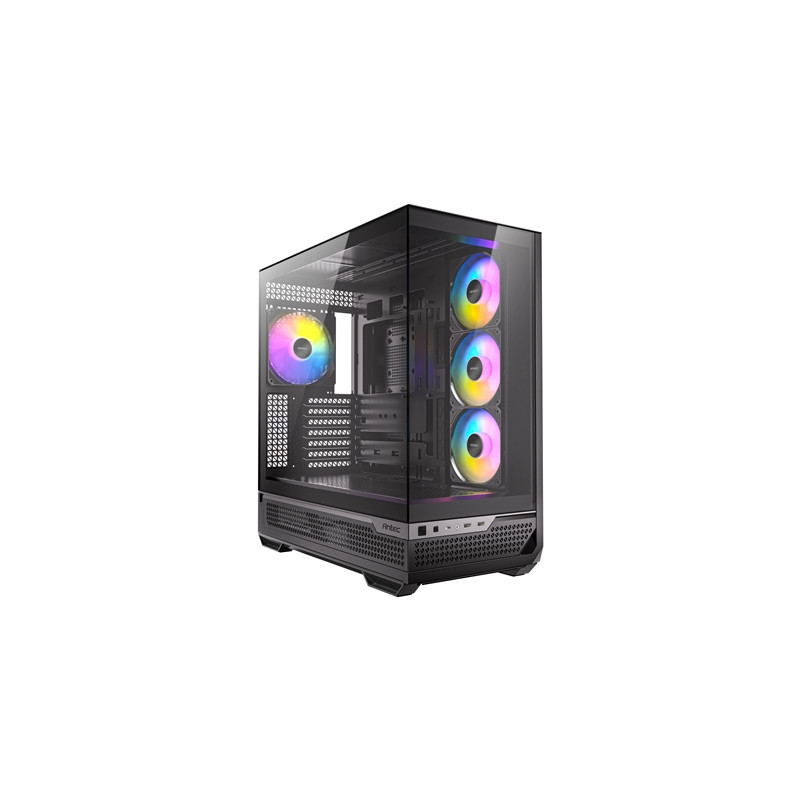 Antec C7 ARGB Mid Tower Tempered Glass PC Gaming Case - Black  3x 120mm & 1x 140mm ARGB Fans  USB 3.2 Gen2  EATX/ATX/mATX/mITX S