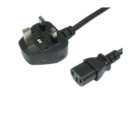 1.8m UK 3 Pin Plug To IEC C13 (Kettle) 5 Amp Fuse Mains Extension Cable - Black
