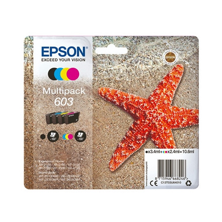 Epson C13T03U64010 603 Ink Cartridge Multipack CMY (130 Pages) K (150 Pages)