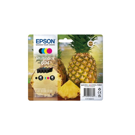 Epson 604 Multipack - Full Set of 4 Ink Cartridges - Pineapple (Original) C13T10G64010 Value Pack CMY (130 Pages) K (150 Pages)